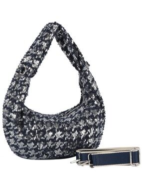 Navy Blue Denim Sequin Hobo Bag Sparkle Purse Y2K Indie Sleaze NWT Western Rodeo